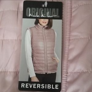 Nicole Miller Original - Pink reversible puffer/faux fur vest